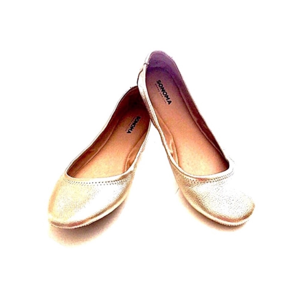 Sonoma Metallic Gold Leather Ballet Flats